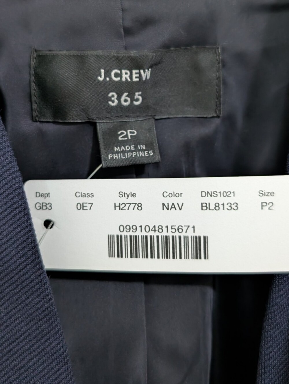 J.Crew 365 Going-Out Blazer in Stretch Twill Navy Blue Petite 2P NWT - Picture 7 of 9